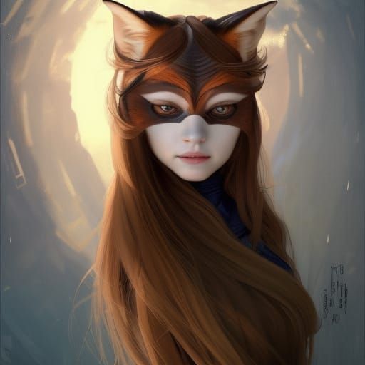 Fox Mask Portrait in Hyperdetailed Digital Art Style