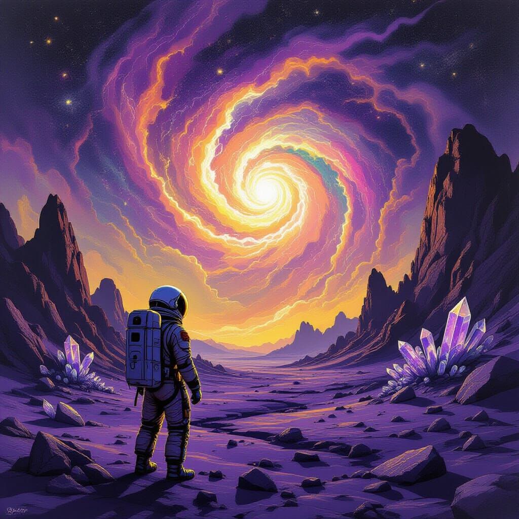 Astronaut on Alien Planet: Charcoal Drawing