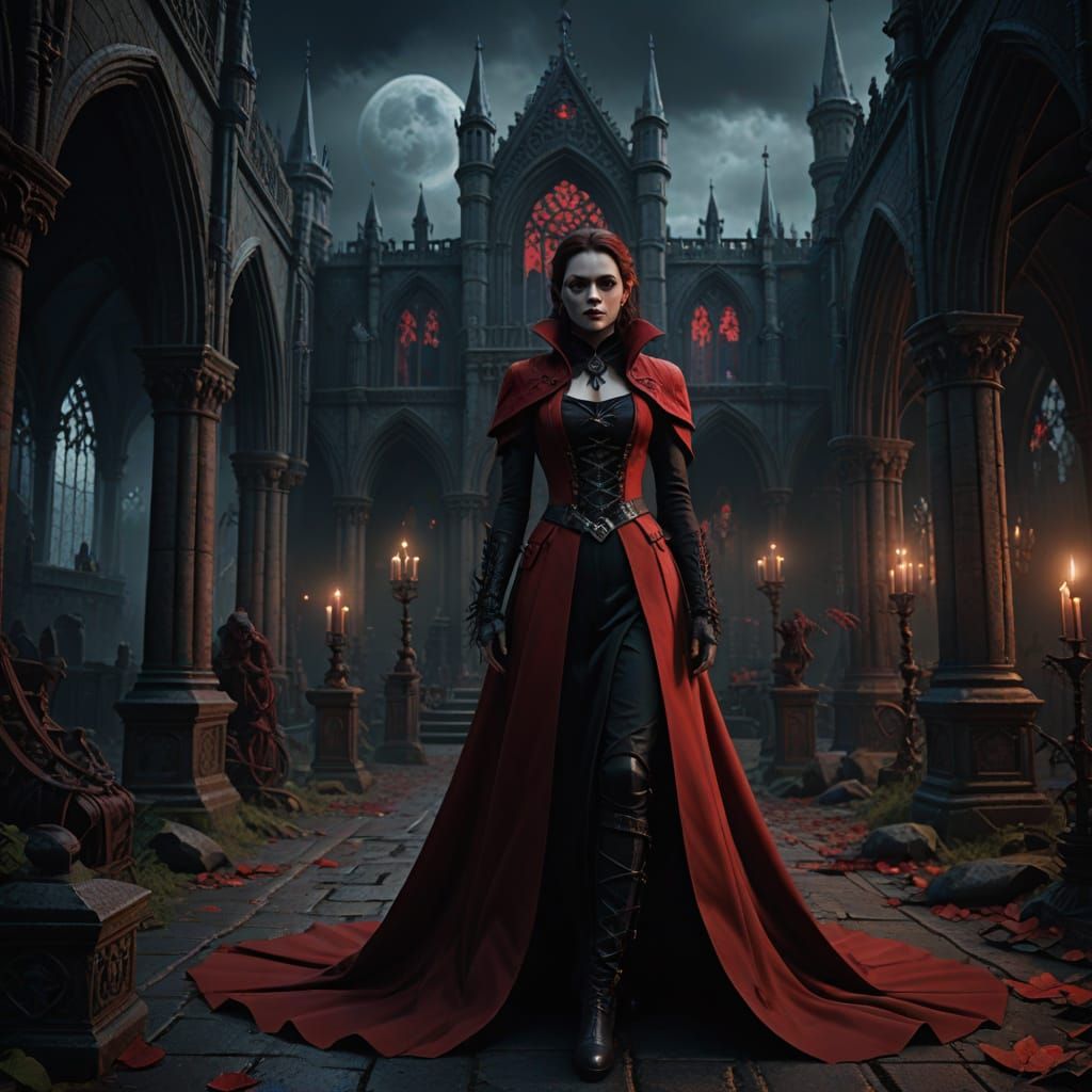 Ethereal Vampire Goddess in Dark Gothic Reverie