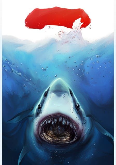 Hyperrealistic Shark Concept Art with Colorful Background