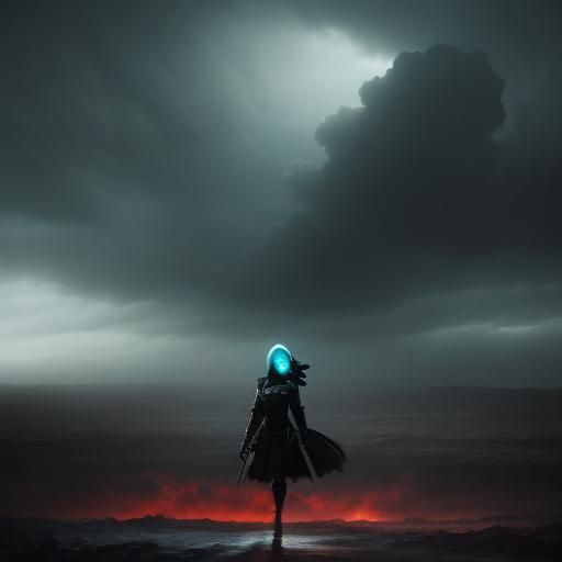 Girl in Desolate Landscape: Cinematic Surrealism