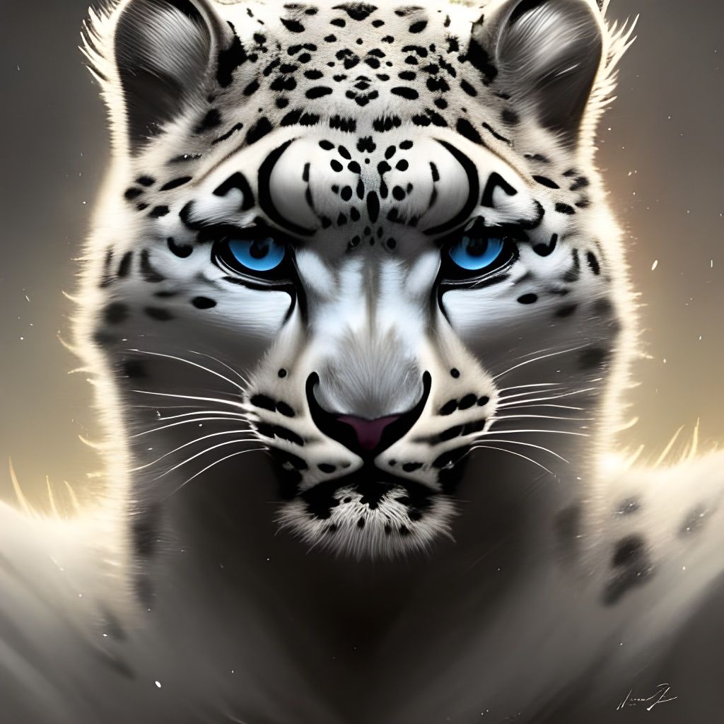 Demonic Snow Leopard Concept Art Portrait