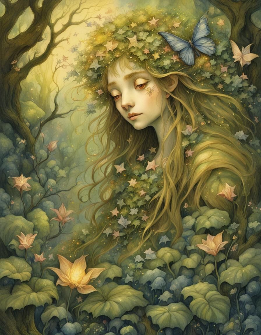 Enchanting Sprite in a Mystical Garden