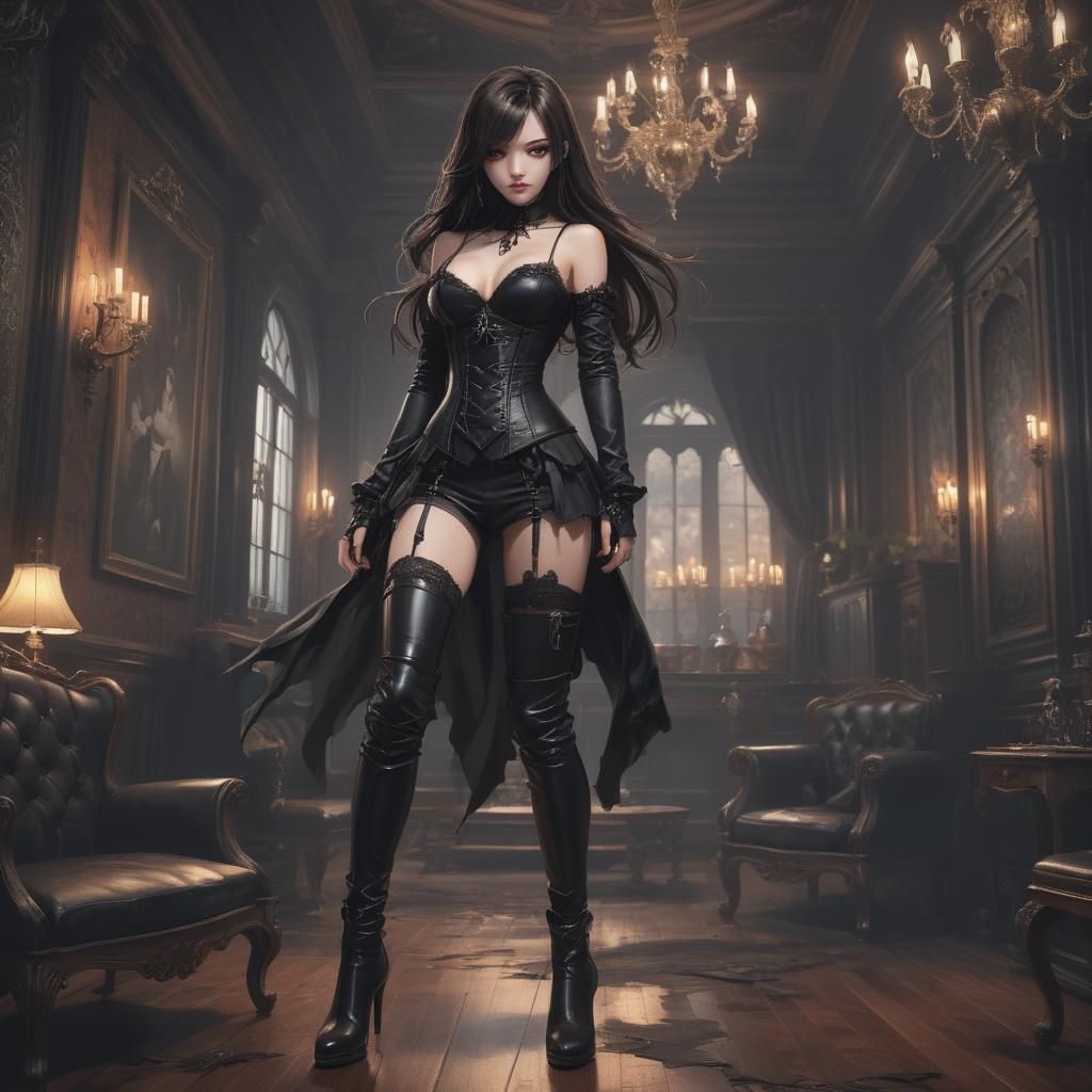 Gothic Vampire Girl in 3D Anime Style