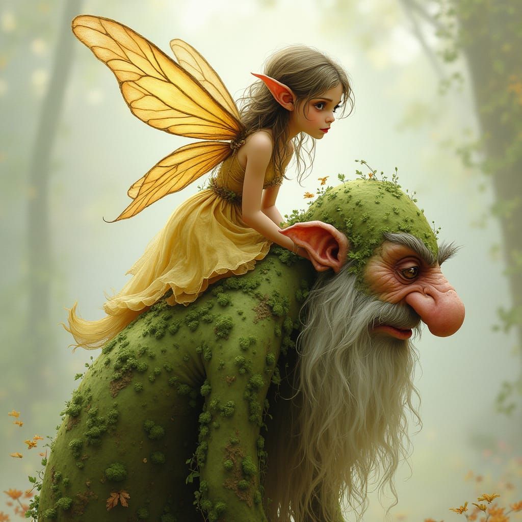Fairy and Gnome in Whimsical Fantasy Style