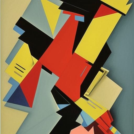 Ruby Dragon in Abstract Cubism Style