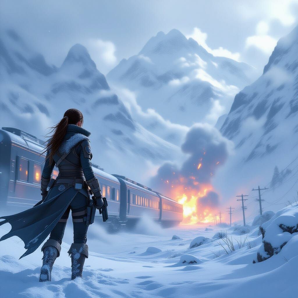 Lara Croft Defies Blizzard on Snowpiercer Train