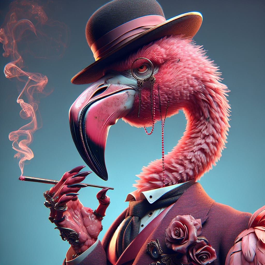 Condescending Flamingo Noble Smokes in High Fantasy Style