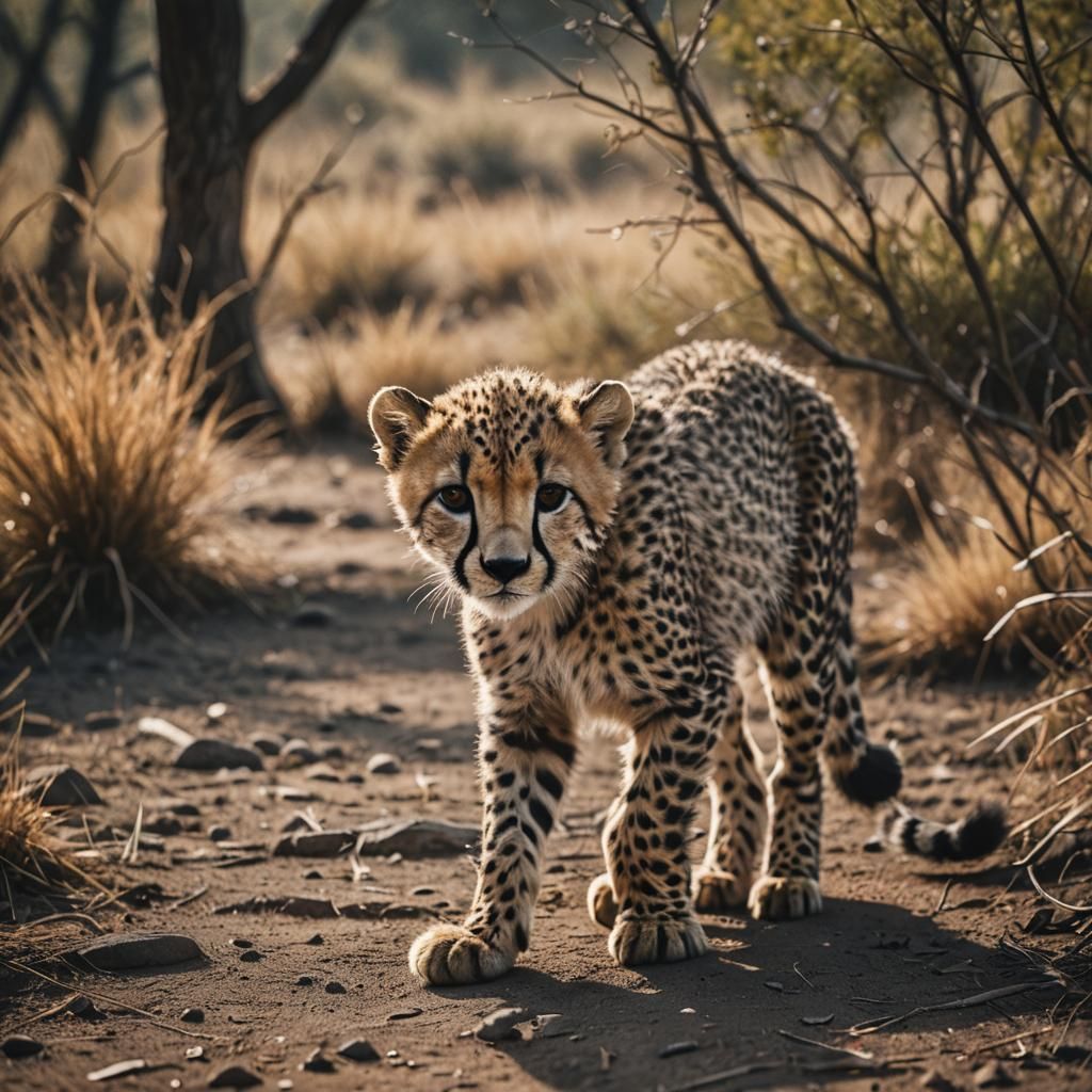Cheetah Cub in Cinematic Film Style