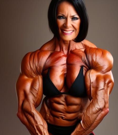 Muscular Female Bodybuilder Flexing Ripped Physique