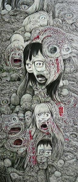 Gore Horror in Junji Ito Manga Style