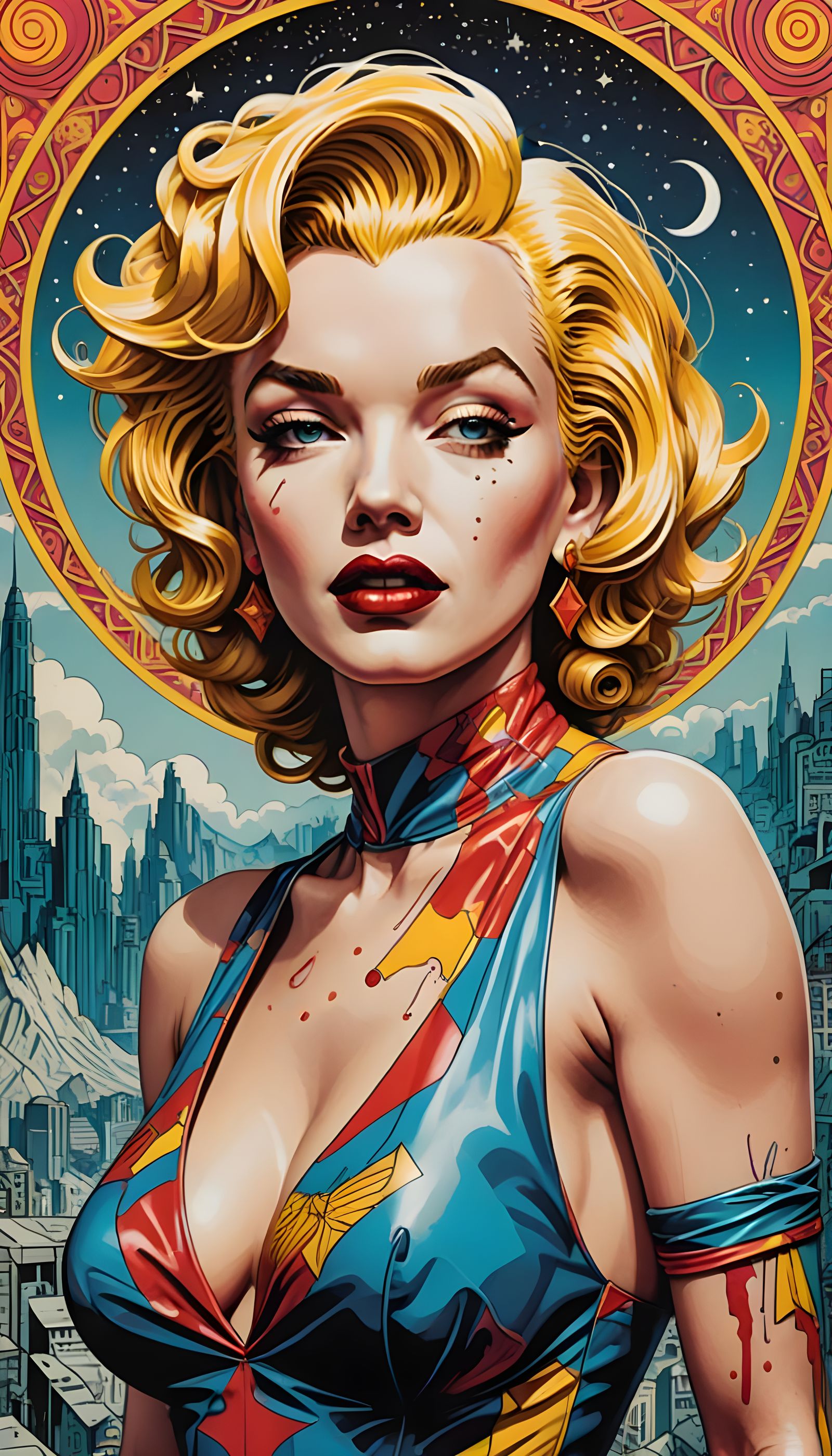 Vintage-style Marilyn Monroe-esque character. Moebius Comic
