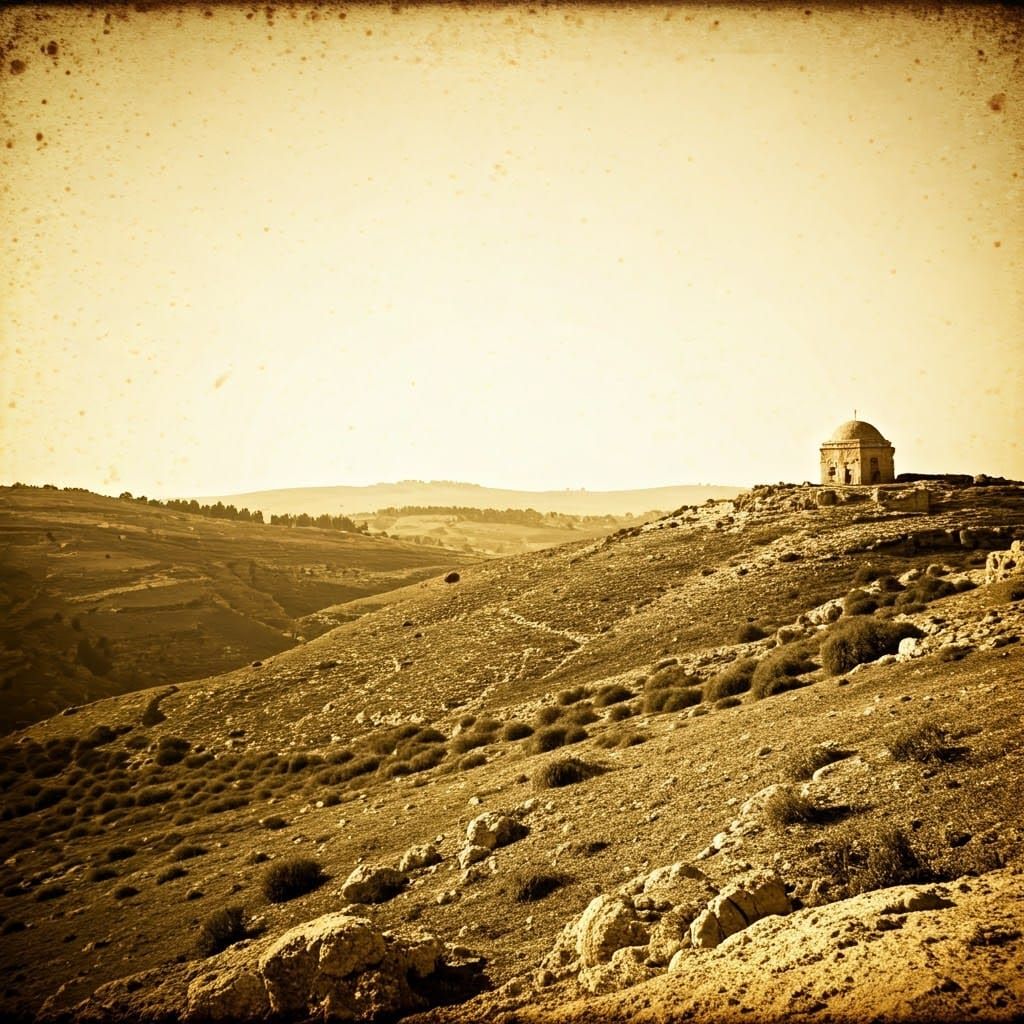 Rachel's Tomb: 19th Century Sepia Photograph