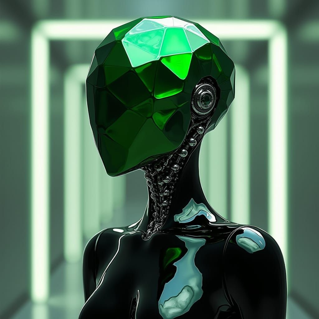 Android Gemstone Portrait in Futuristic Digital Art Style