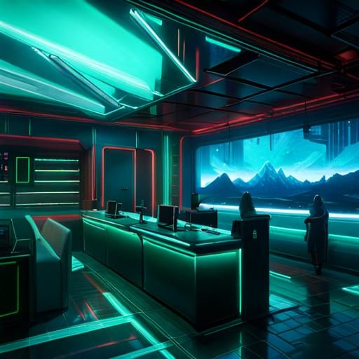 Cyberpunk Cafe with Neon Lights