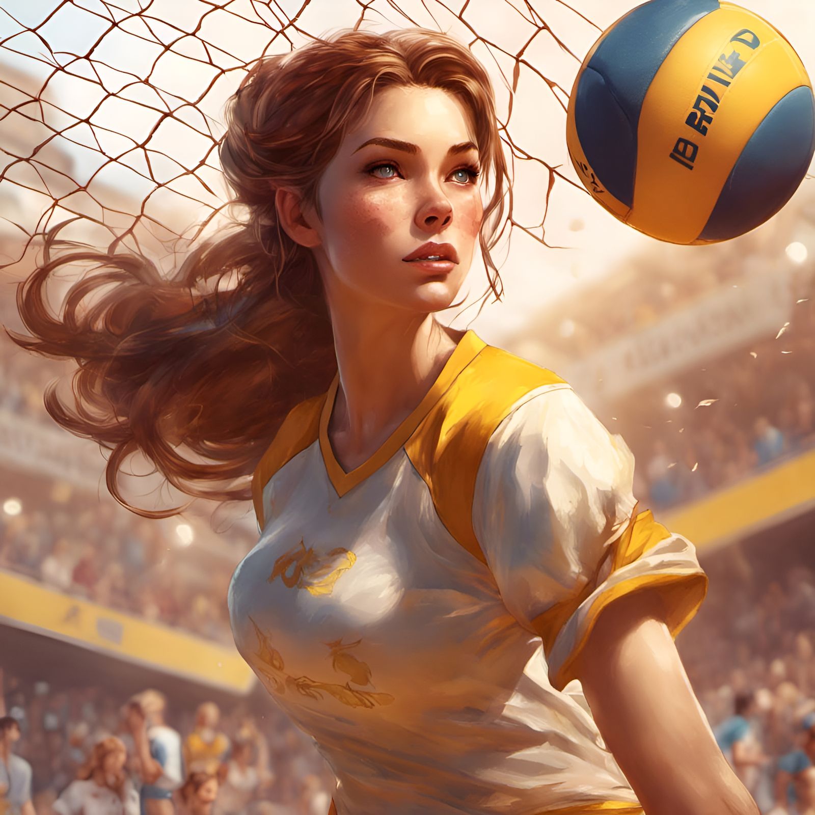 Princess Belle Plays Volleyball: Digital Illustration