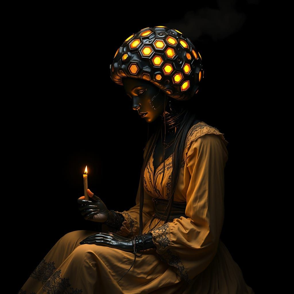 Intricate Mushroomhead Cyborg in Dramatic Lighting