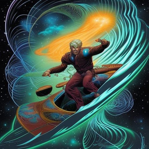 Surfing Cosmic Waves in Comic Book Style