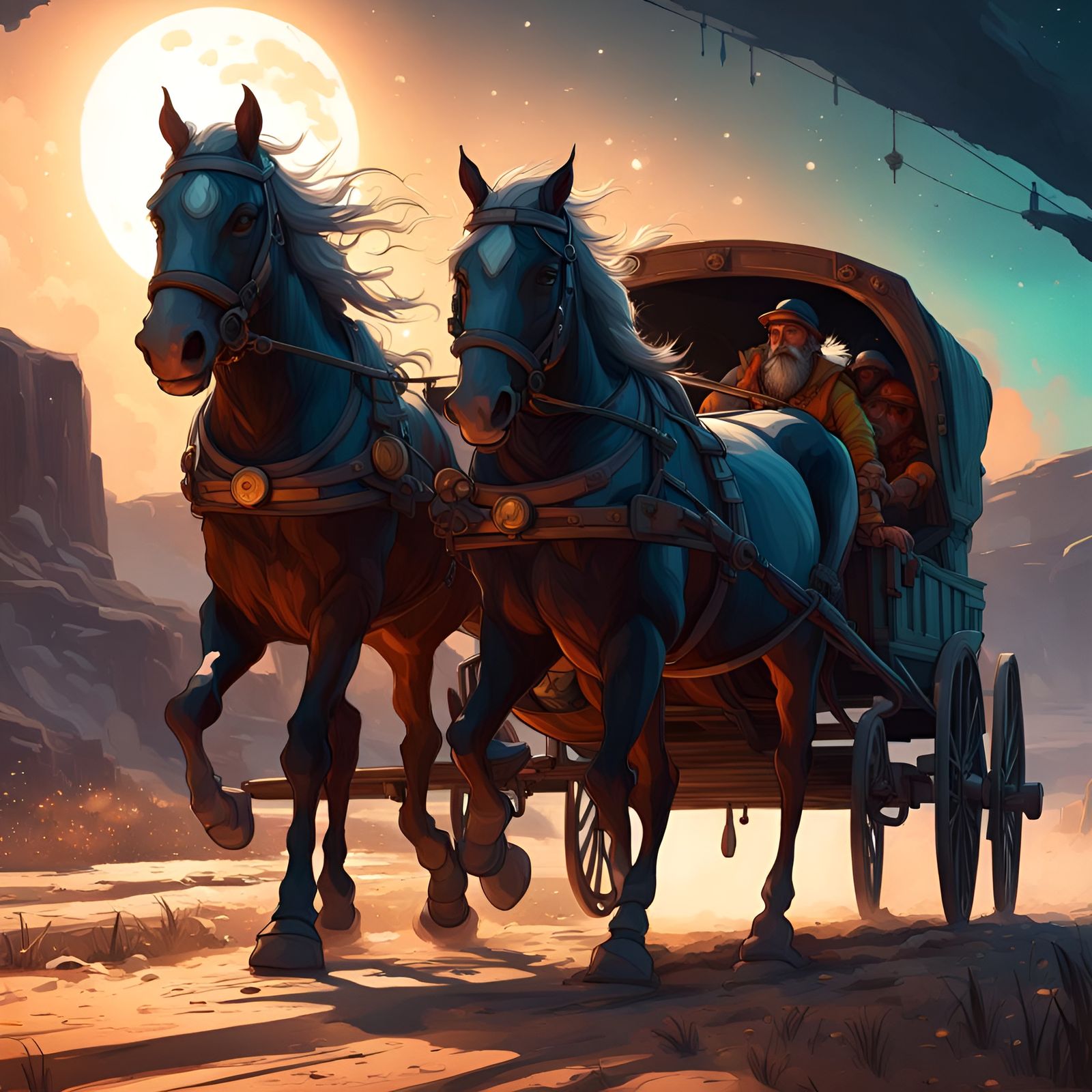 Dwarf Soldier's Moonlit Ride in Hyperdetailed Concept Art