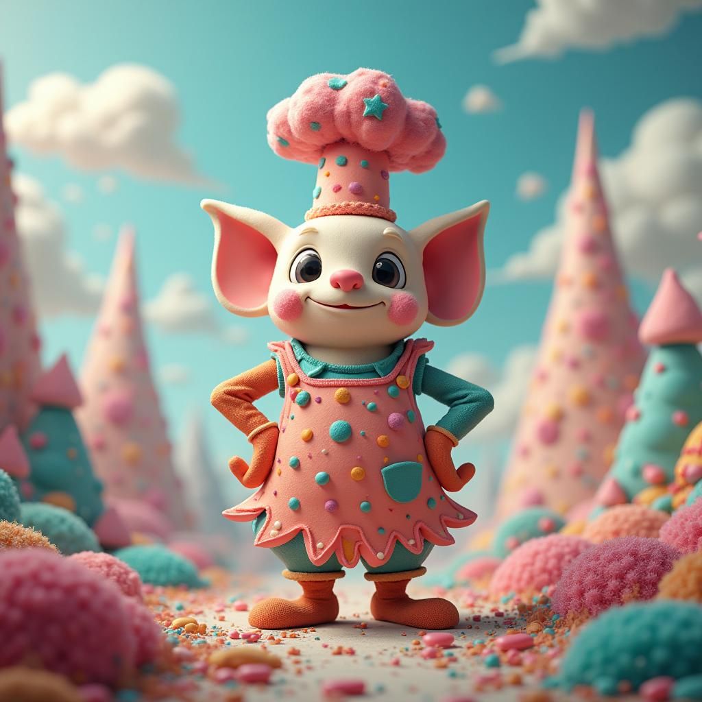 Whimsical Gobstopper Chef in Fantasy Landscape