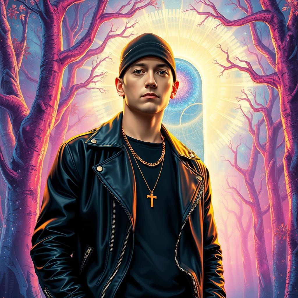Eminem in Neon Cosmic Realm