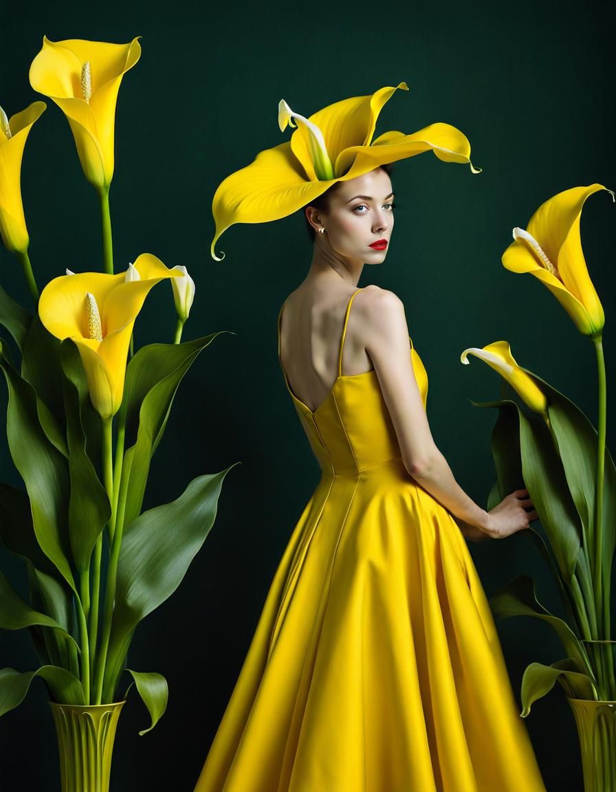 Woman in Yellow Dress as Surreal Portrait