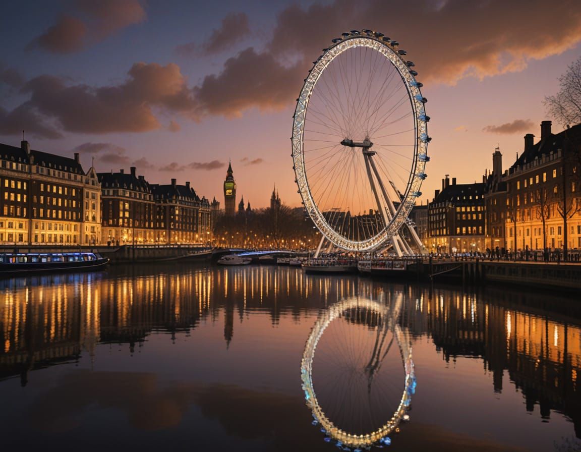 Vibrant London Eye Under Golden Hour