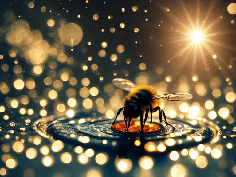 Macro Bee on Mushroom in Morning Light