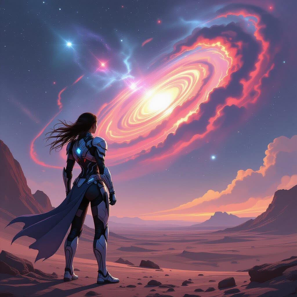 Cyberpunk Warrior on Alien Planet