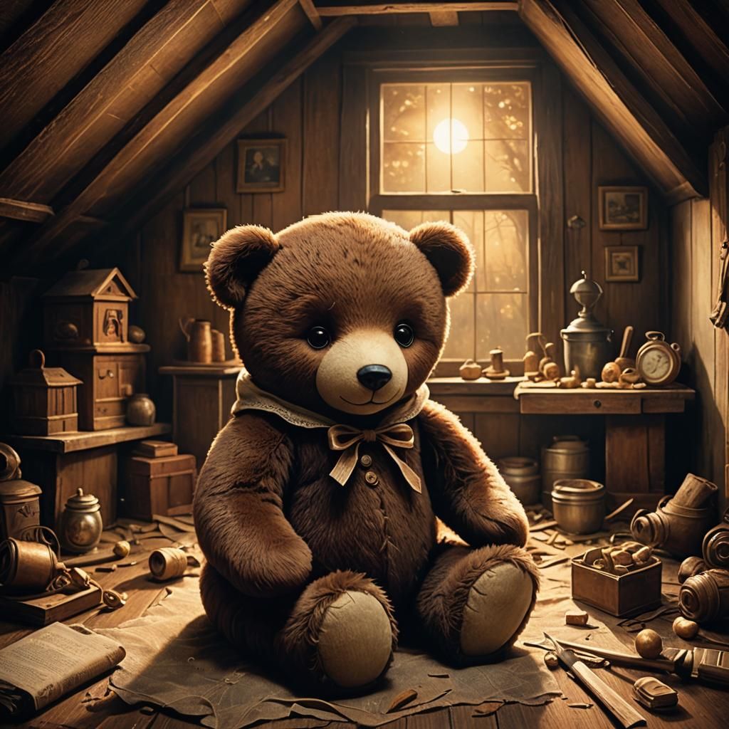 Dusty Attic Teddy Bear in Vintage Style