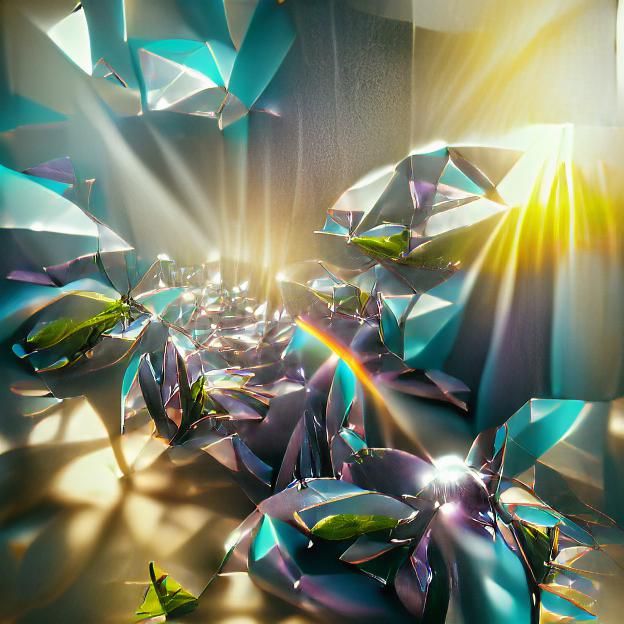 Holographic Sunshine Rays in Surreal Digital Art