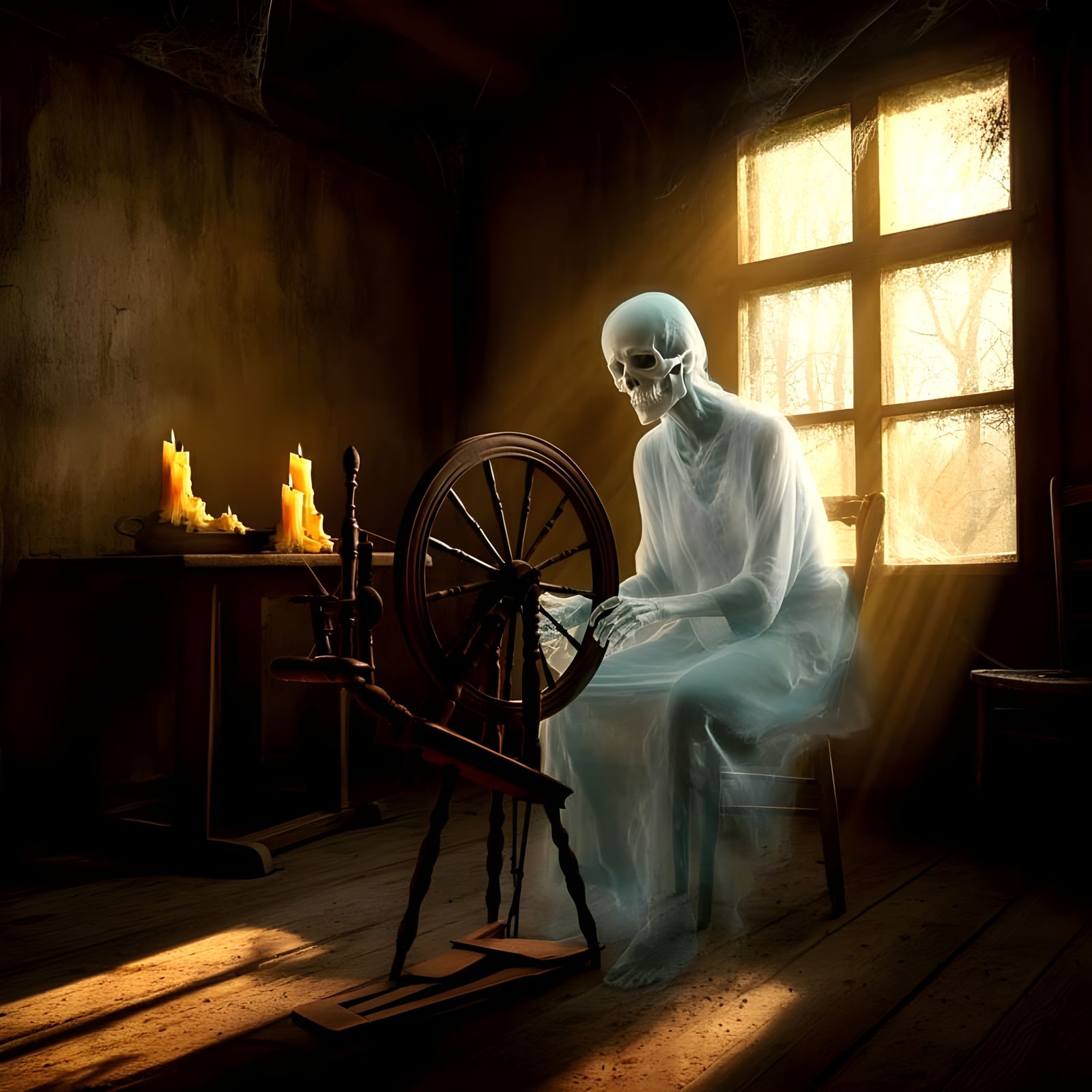 Ethereal Weaver in 19th Century Farmhouse