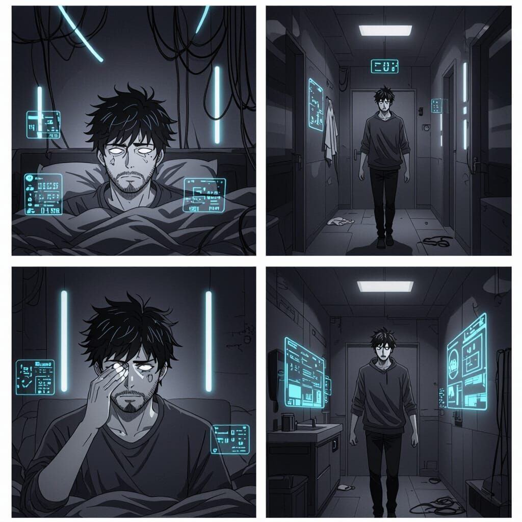 Sci-Fi Manhwa Page: A 27-Year-Old's Gritty Morning Routine
