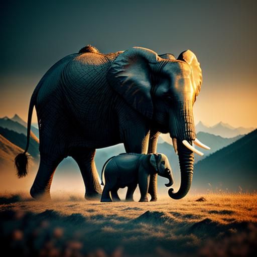 Cute Baby Elephant with Mother: Wildlife Photography