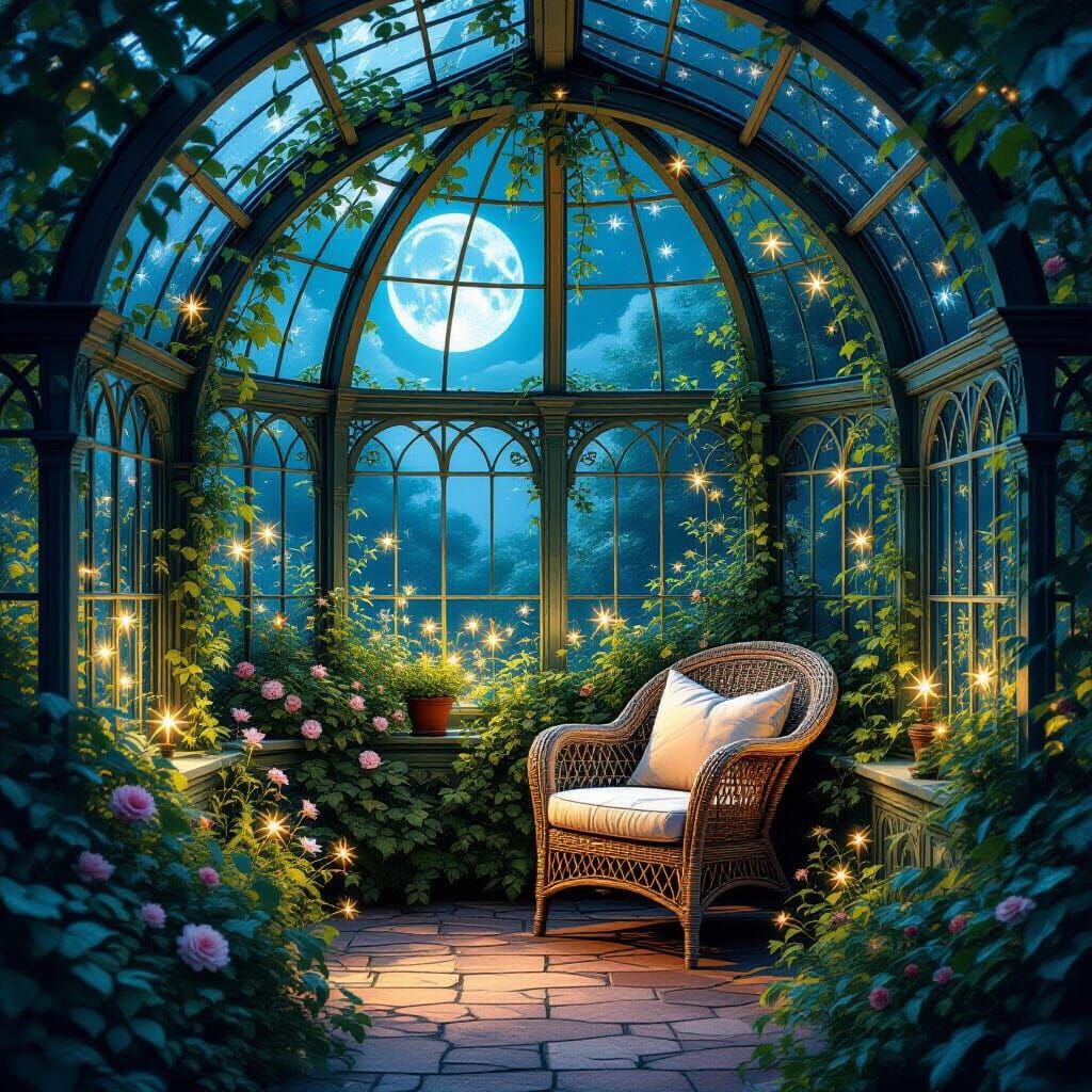 Magical Greenhouse Reading Nook Illustration