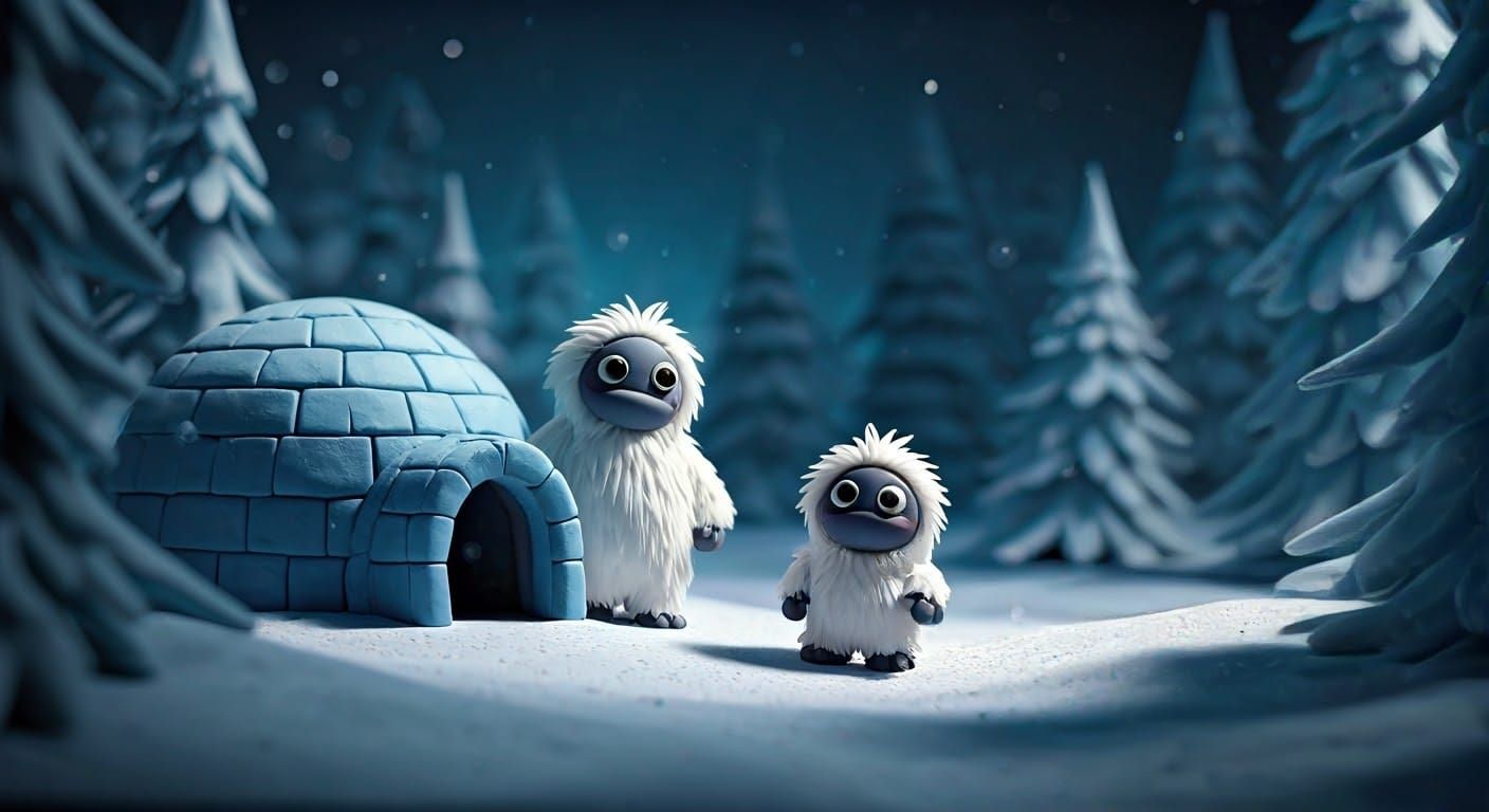 Cute Winter Wonderland in Claymation Style