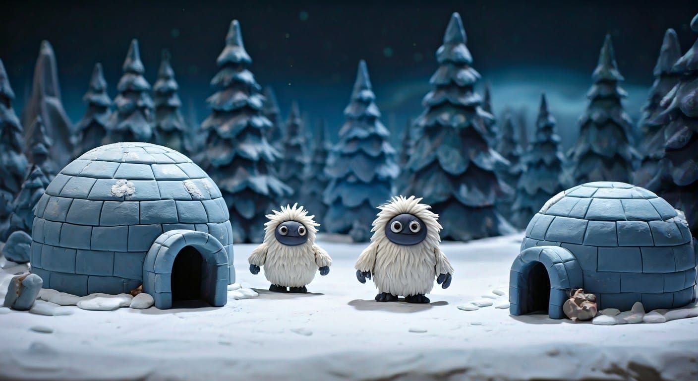 Whimsical Winter Wonderland with Claymation Yetis