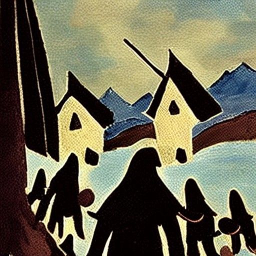 Vikings Raid a Village: Gouache Painting