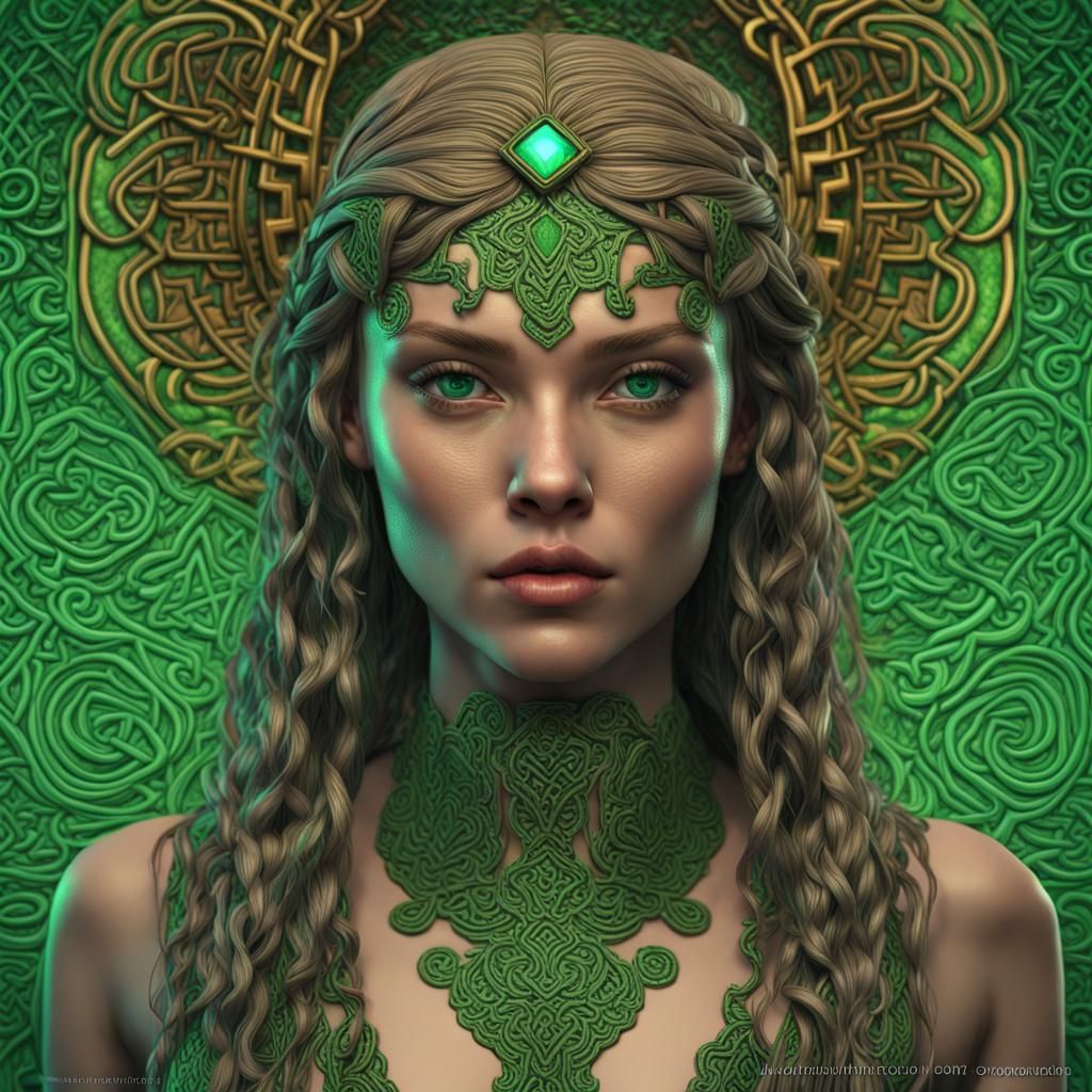 Celtic Emerald Pattern Girl in Unreal Engine