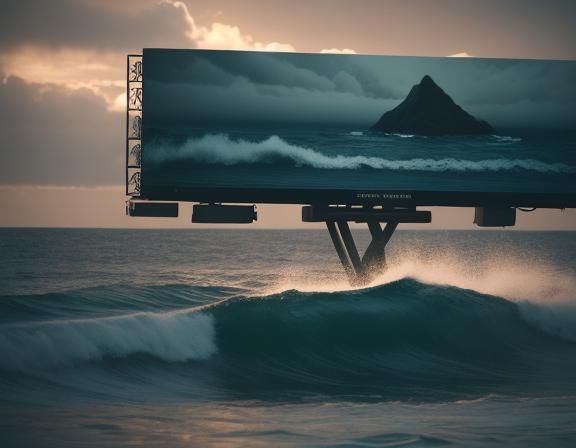 Dramatic Billboard at Sea in Cinematic Style