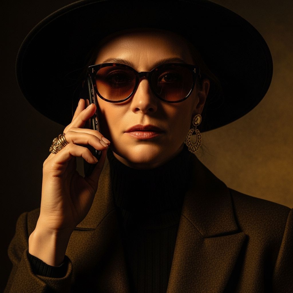 Chic Middle-Aged Woman with Determined Look in Chiaroscuro