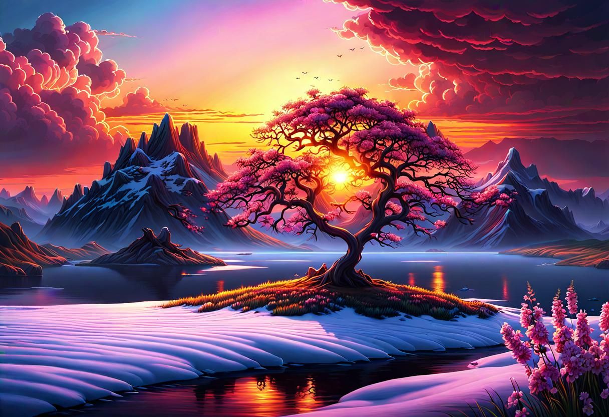 Stunning Sunset Landscape Representing Love and Renewal