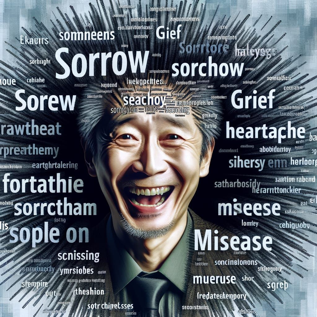 Contrasting Emotions: Joyful Man, Sad Word Cloud