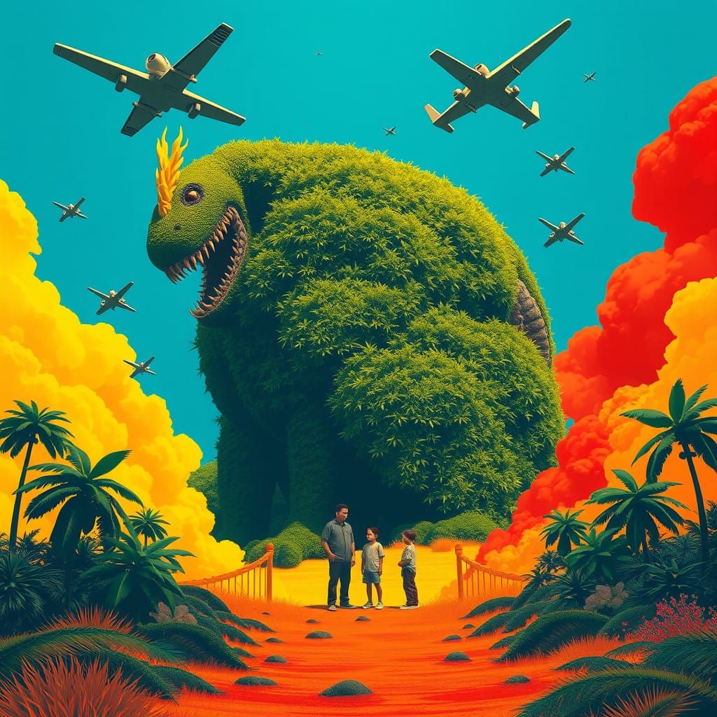 Botanical Rock Monster Protects Children: Bauhaus Style