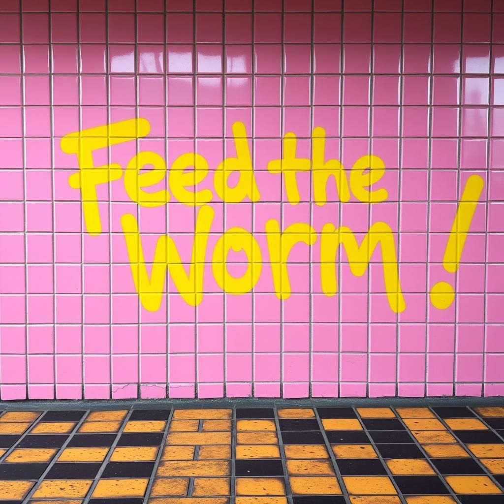 Edgy Graffiti Art on Pink and Yellow Tiles