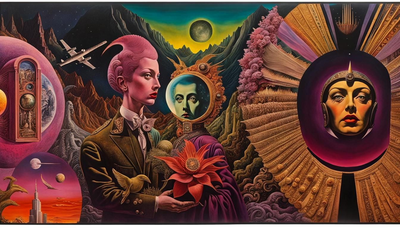Surreal Collage in Magic Realism Style