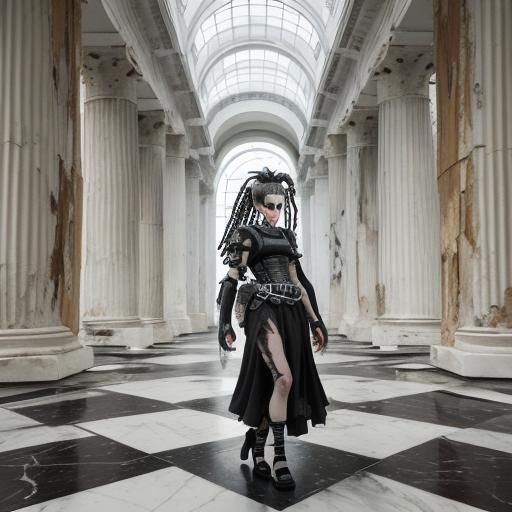 Cybergoth Model in Coffee Shop Art Exhibit