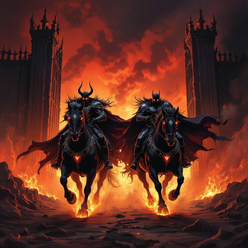 Hellish Knights Emerge from Fiery Gates