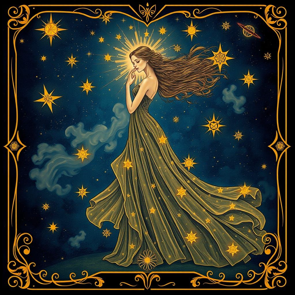 Celestial Beauty in Art Nouveau Style