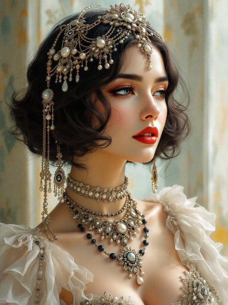 Vintage Glamour: A Romantic Realism Portrait